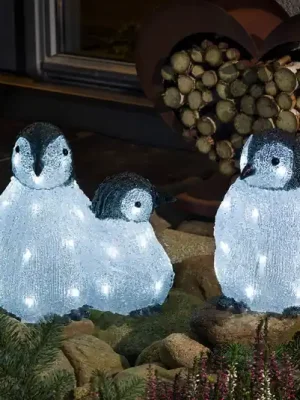 Ověřený LED akrylové svítící figurky tučňáků 3 kusy