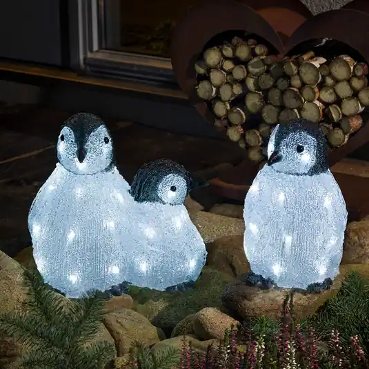 Ověřený LED akrylové svítící figurky tučňáků 3 kusy