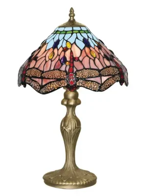 Stolní lampa DRAGONFLY, starožitná mosaz/barva, výška 46 cm, Tiffany Vrácení Zdarma