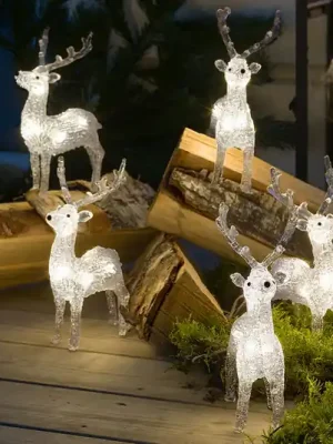 Expresní Doručení Světelné LED figurky sobů pro venkovní použití, sada 5 kusů