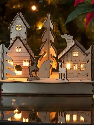Sleva LED vánoční oblouk dům a zvířátka