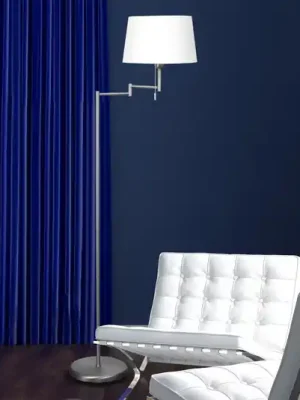 Finální Výprodej Stříbrná stojací lampa MEANDER s látkovým stínidlem