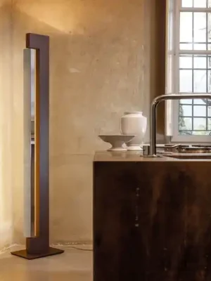 Stojací lampa Nemo Ara stmívatelná až teplá moka/hliník Výhodná Nabídka