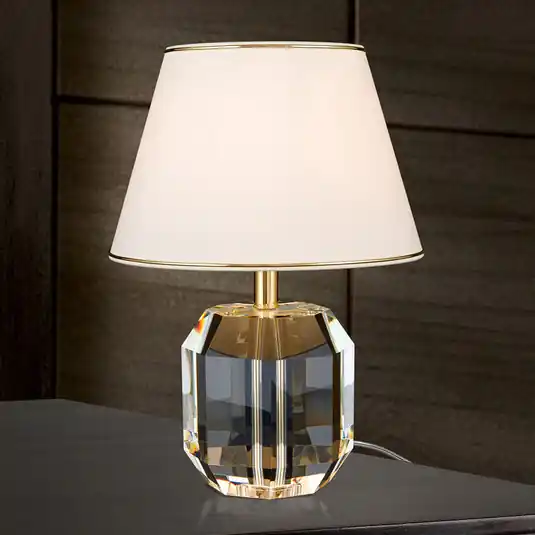 Levný Stolní lampa Alexis s křišťálem zlatá/krémová