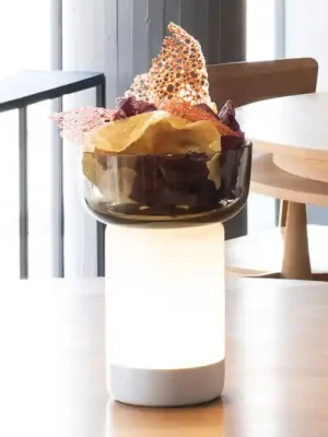 Artemide Bontà LED stolní lampa, šedá miska Dokud Zásoby Vydrží