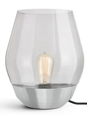 Originální New Works Bowl stolní lampa ocel/kouřové sklo