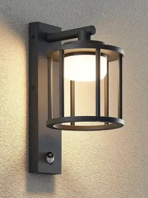 Akční Cena Venkovní nástěnné svítidlo Lucande Berenike, senzor, antracit, kov