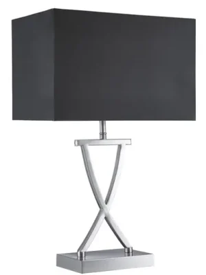 Novinka Stolní lampa Club, stříbrná/černá, výška 48,5 cm, textil, E14