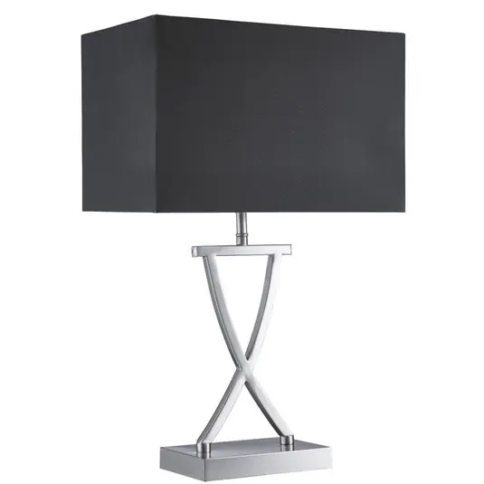 Novinka Stolní lampa Club, stříbrná/černá, výška 48,5 cm, textil, E14