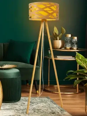 Objednat Nyní Stojací lampa Finja s trojnožkou z bambusu