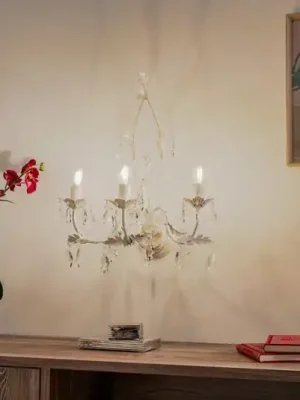 Akční Nabídka Křišťálové nástěnné světlo Teresa, slonová kost, tříramenné