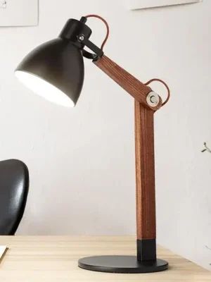 Sezónní Sleva Stolní lampa Sveva ze dřeva, černá/ořech
