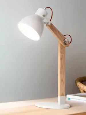 Stolní lampa Sveva ze dřeva, bílá/jasan Akce