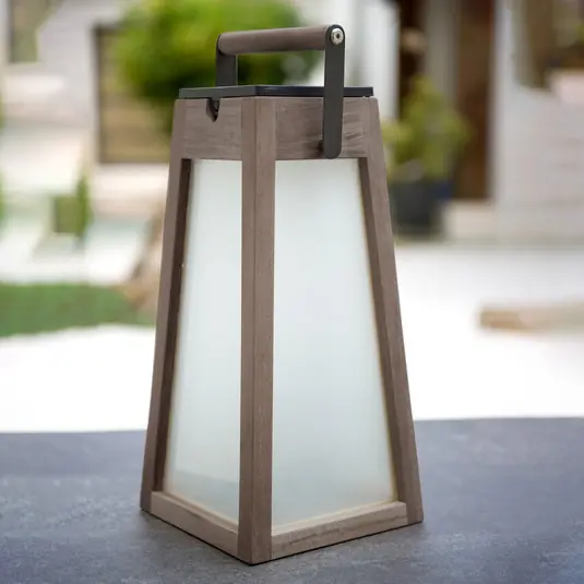 Speciální Cena LED solární lucerna Tecka, teak duratec šedá 39cm