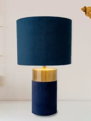 Zlevněný Stolní lampa 3189512, textilní stínidlo, modrá barva