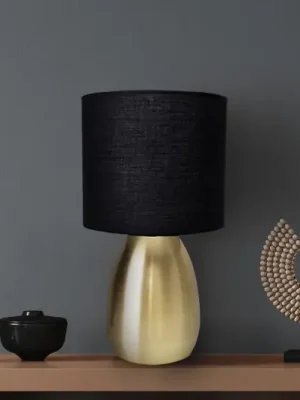 Stolní lampa Aurum, textilní stínidlo, černá/zlatá Novinka