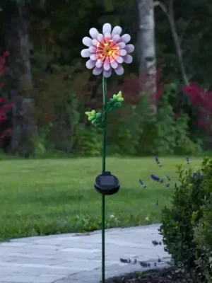 Sleva LED solární světlo Pink Daisy ve tvaru květu