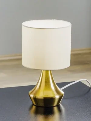 Stolní lampa Ottone s textilním stínidlem, mosazná Autentický