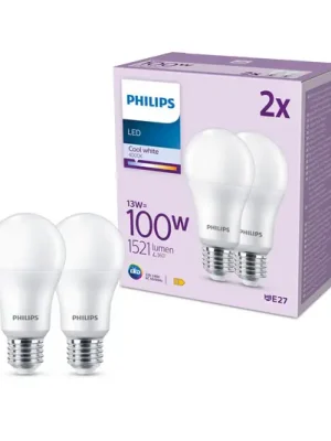 Philips LED žárovka E27 13W 1521lm 4000K matná 2ks Originální