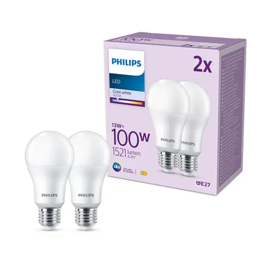 Philips LED žárovka E27 13W 1521lm 4000K matná 2ks Originální