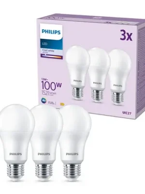Philips LED žárovka E27 13W 1521lm 4000K matná 3ks Značkový