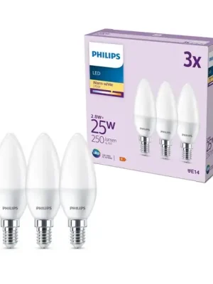 Philips LED svíčka E14 2,8W 250lm 2 700K matná 3ks Časově Omezené