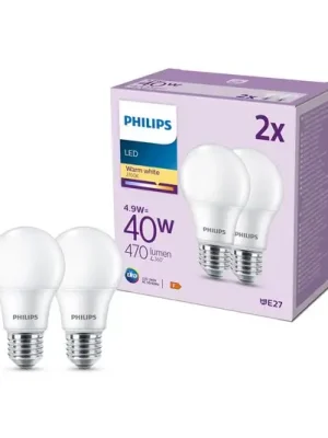 Nejlepší Volba Philips LED žárovka E27 4,9W 470lm 2700K matná 2ks