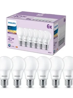 Akční Nabídka Philips LED žárovka E27 4,9W 470lm 2700K matná 6ks