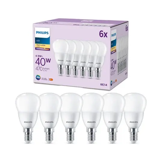 Koupit Online Philips LED žárovka E14 4,9W 470m 2 700K matná 6ks