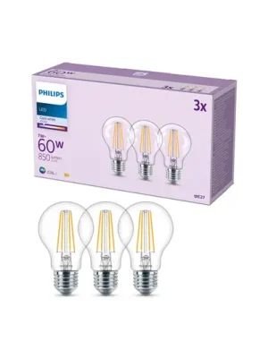 Vrácení Zdarma Philips LED žárovka E27 7W 850lm 4 000K čirá 3ks