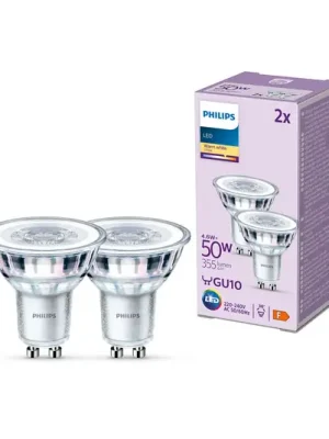 Vysoce Kvalitní Žárovka Philips LED GU10 4,6W 355lm 827 clear 36° 2ks