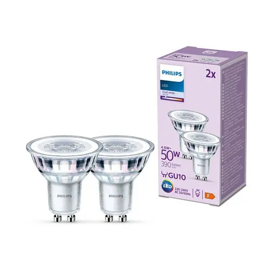 Žárovka Philips LED GU10 4,6W 390lm 840 clear 36° 2ks Akce
