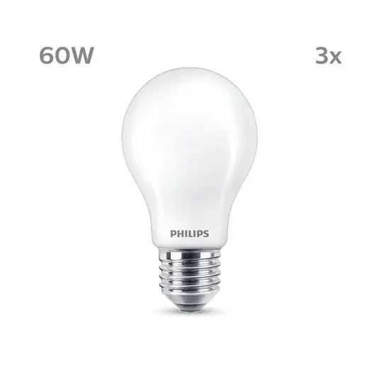 Philips LED žárovka E27 7W 806lm 2700K matná 3ks Top Prodej