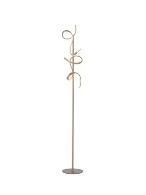 Super Cena LED stojací lampa Curls, mosaz, kov, výška 156 cm, stmívatelné