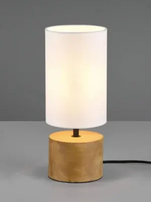 Zlevněný Stolní lampa Woody, dřevo/textil, válec, bílá