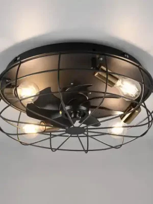 Stropní ventilátor Trondheim, dálkový 4xE27 černá Výhodná Nabídka