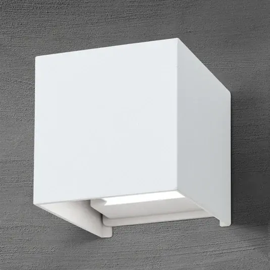 Hit Sezóny LED venkovní nástěnné svítidlo Cube, bílé, kov, 10 cm, nahoru/dolů
