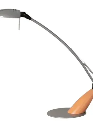 Nízká Cena LED stolní lampa Swingo s dřevěným prvkem, šedá