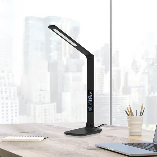 Aluminor Sandra LED stolní lampa s hodinami, černá Víkendová Akce
