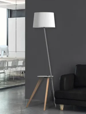 Aluminor Trio stojací lampa, odkládací plocha, USB Výprodej
