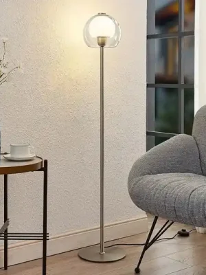Značkový Stojací lampa Lucande Kaiya se skleněným stínidlem