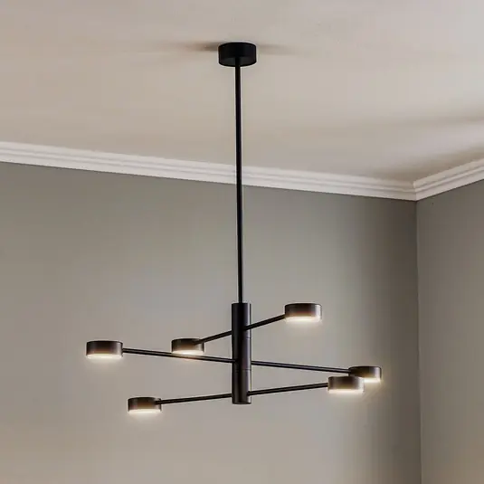 Must-Have Stropní světlo Orbit VI, černé, šestilampové