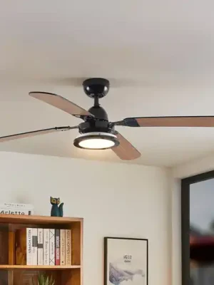 Aktuální Stropní ventilátor Lucande LED Tedric, černý, tichý, 133 cm