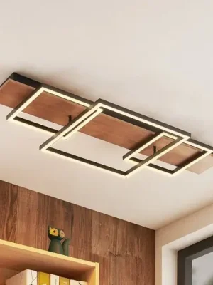 Sleva Stropní svítidlo Lucande LED Chariska, 95 cm, černá, dřevo, CCT