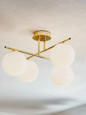 Top Prodej Stropní světlo Aurora, zlaté, Ø 50 cm, 4 žárovky, sklo, E14
