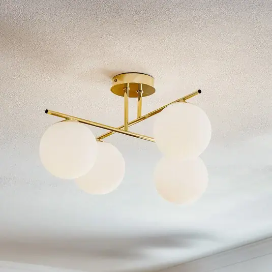 Top Prodej Stropní světlo Aurora, zlaté, Ø 50 cm, 4 žárovky, sklo, E14