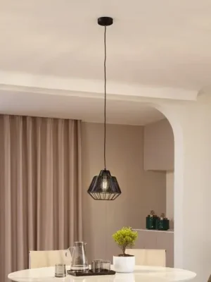 Cenová Bomba Závěsné svítidlo Lucande Tinko v kleci, černé, 25 cm