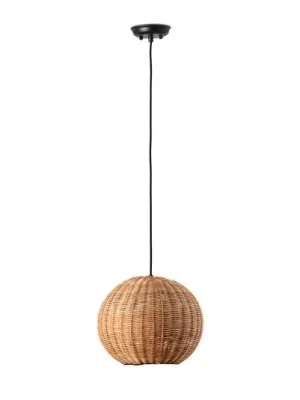 Časově Omezené Závěsné svítidlo Haka s ratanovým stínidlem, Ø 30 cm