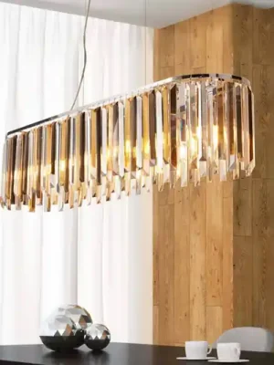 Závěsné světlo Clarissa křišťálové hranoly, 100 cm Autentický