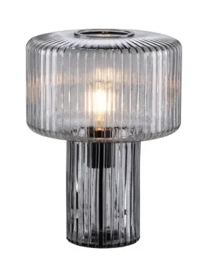Značkový Paul Neuhaus Stolní lampa Fungus, kouřová barva, sklo, 34 cm